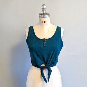 Retro Teal Tank Top with Tie Waist - Modcloth - Size XS